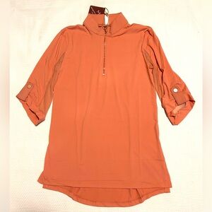 Women's Orange Half-Zip Tunic Top